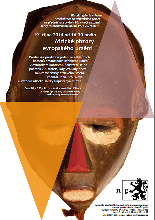 Plakát k přednášce Africké obzory evropského umění Oficiální zdroj: NG v Praze