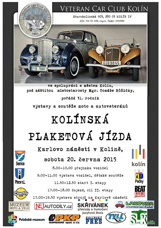Plakát Plaketová jízda Oficiální zdroj: VETERAN CAR CLUB Kolín