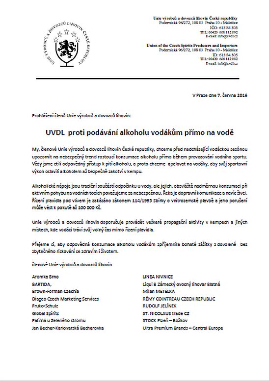 Prohlášení členů UVDL Oficiální zdroj: UVDL